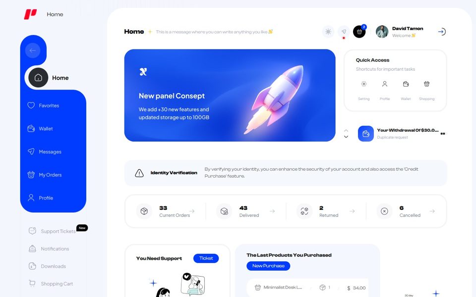 Panelo customer dashboard